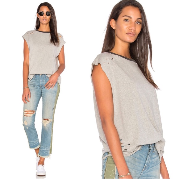 NSF Harley Distressed Muscle Boyfriend Tank Tee in Heather Grey - Picture 3 of 8